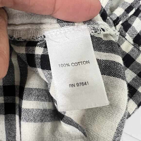 J. Jill Gingham Tunic Top Size Small Black Plaid Pockets Long Sleeve 100% Cotton - Picture 8 of 12